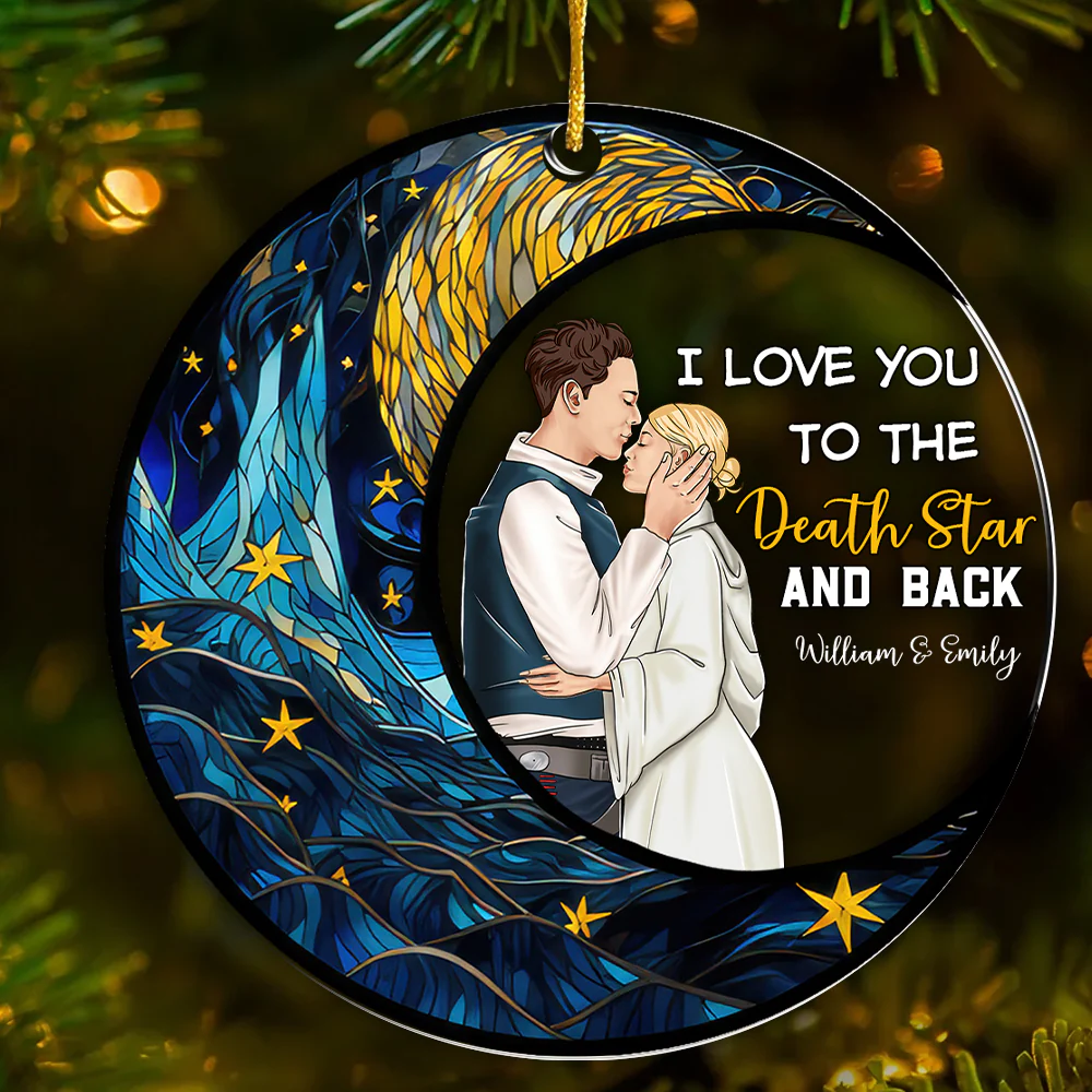 Stwa Love You To The Death Star -  Personalized Acrylic Ornament - Gift For Couple, Christmas TD118 - Image 2
