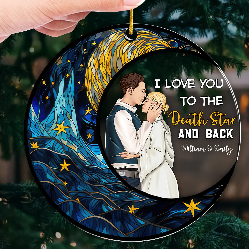 Stwa Love You To The Death Star -  Personalized Acrylic Ornament - Gift For Couple, Christmas TD118 - Image 3