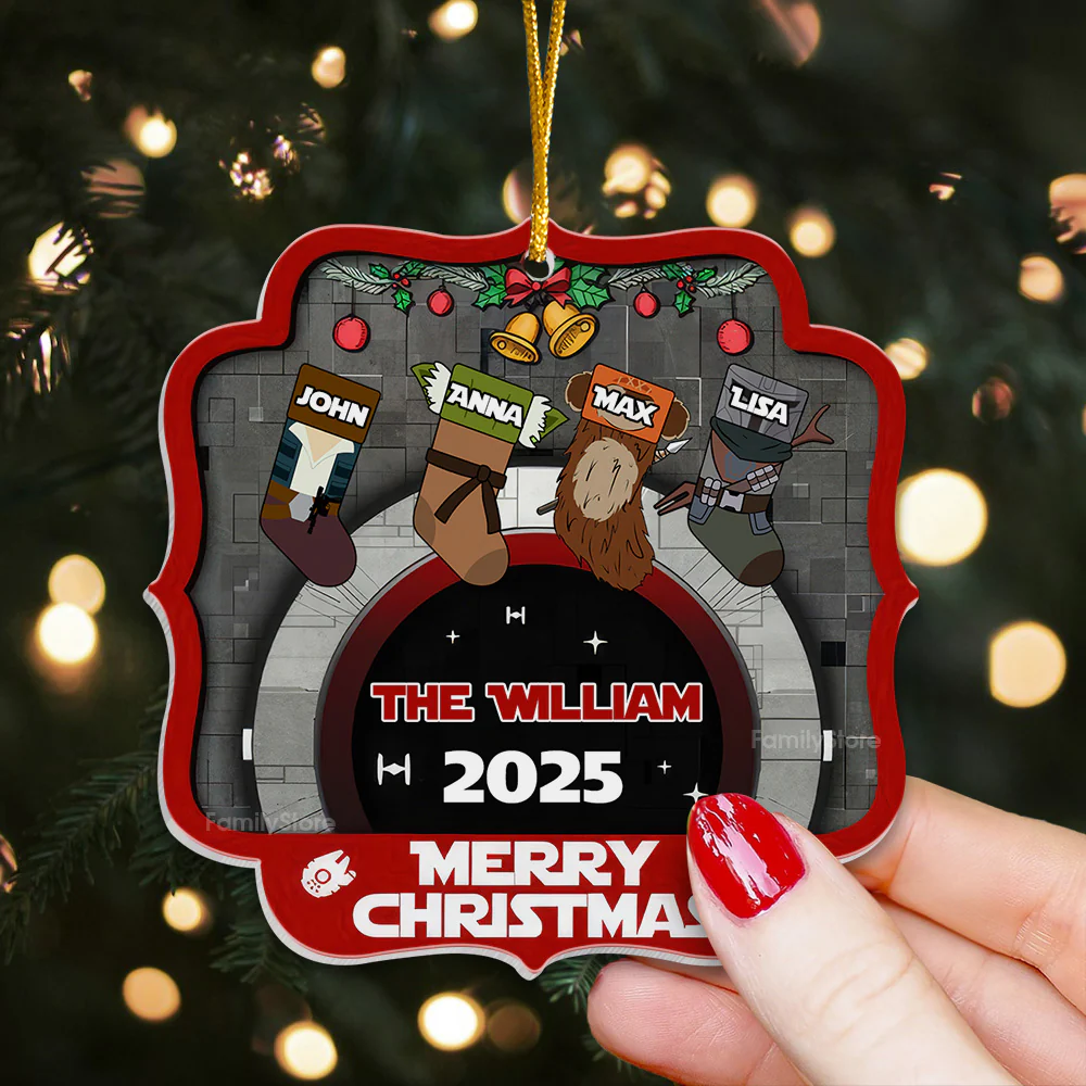 Stwa Merry Christmas Galaxy Socks - Personalized Acrylic Ornament - Gift For Family TD118
