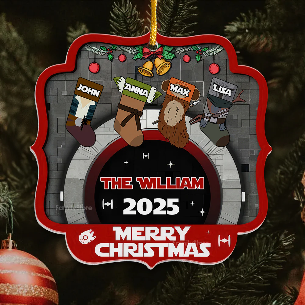 Stwa Merry Christmas Galaxy Socks - Personalized Acrylic Ornament - Gift For Family TD118 - Image 4