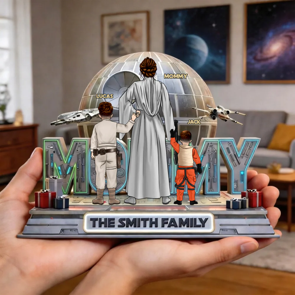 Stwa Mommy The Smith Family - Personalized Shape Acrylic Plaque - Gift For Mom