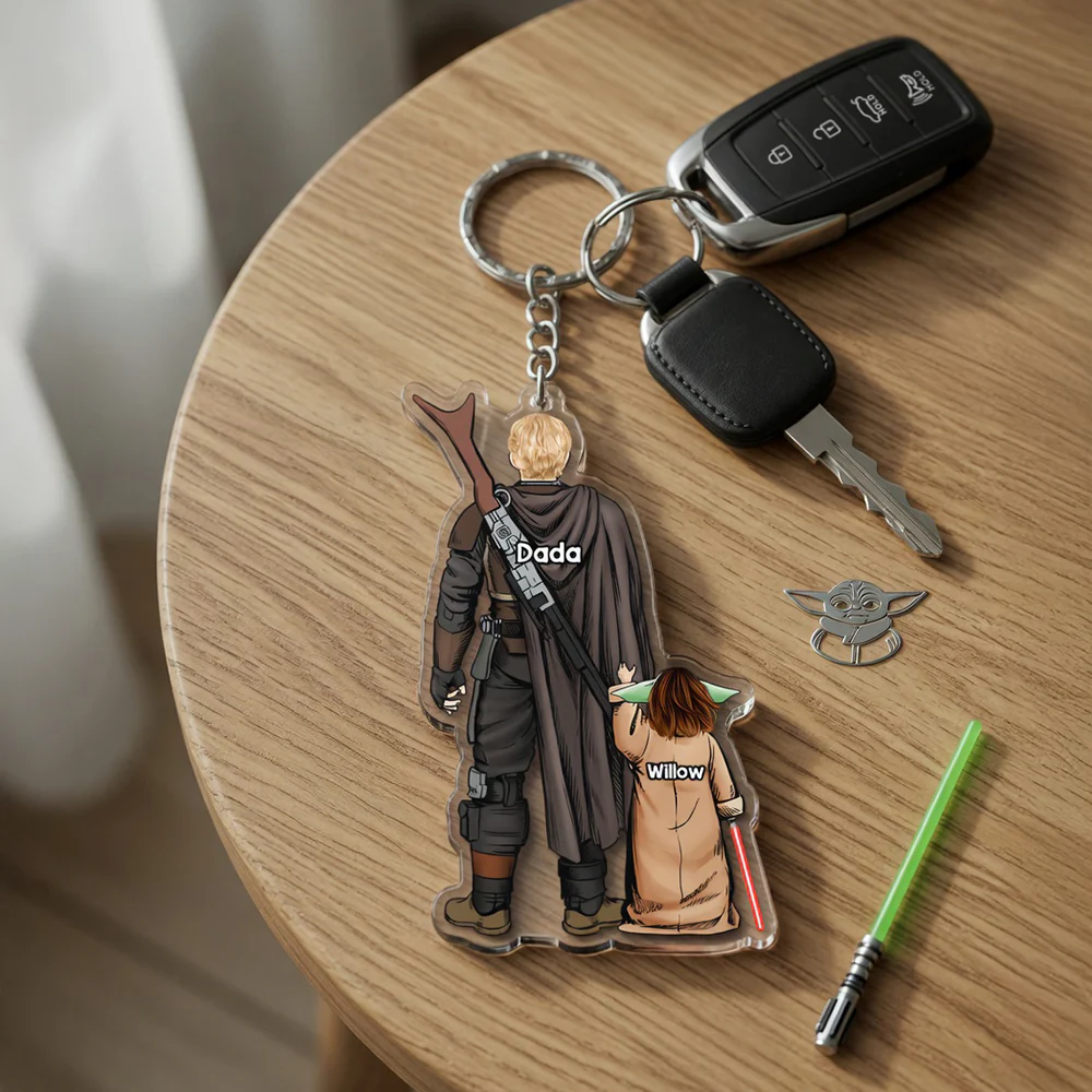 Stwa Space Warrior Dad - Personalized Acrylic Keychain - Gift For Dad - Image 3