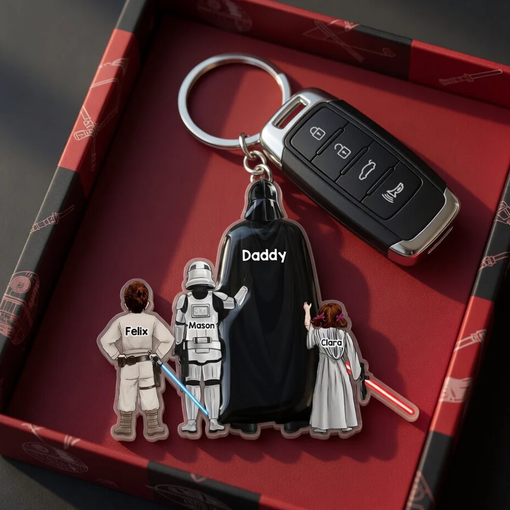 Stwa Space Warrior Dad - Personalized Acrylic Keychain - Gift For Dad - Image 4