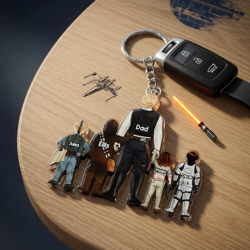 Stwa Space Warrior Dad - Personalized Acrylic Keychain - Gift For Dad - Image 5
