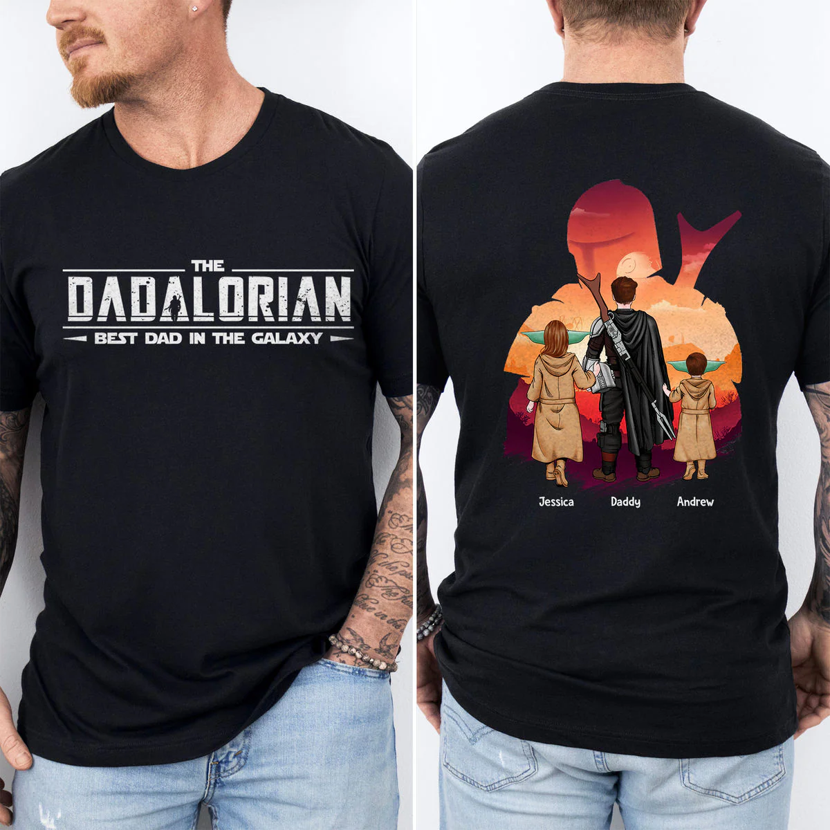 Stwa The Dadalorian Best Dad - Personalized Shirt 2 Side - Gift For Dad - Image 3