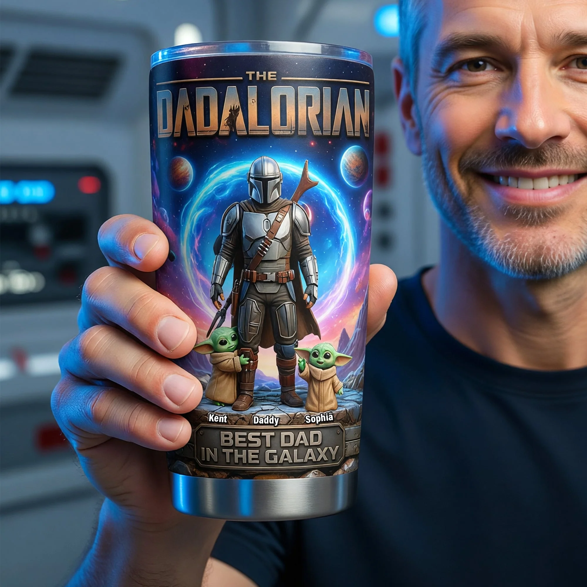 Stwa The Dadalorian In The Galaxy - Personalized Tumbler - Gift For Father's Day, Movie Fans NL122 - Image 2
