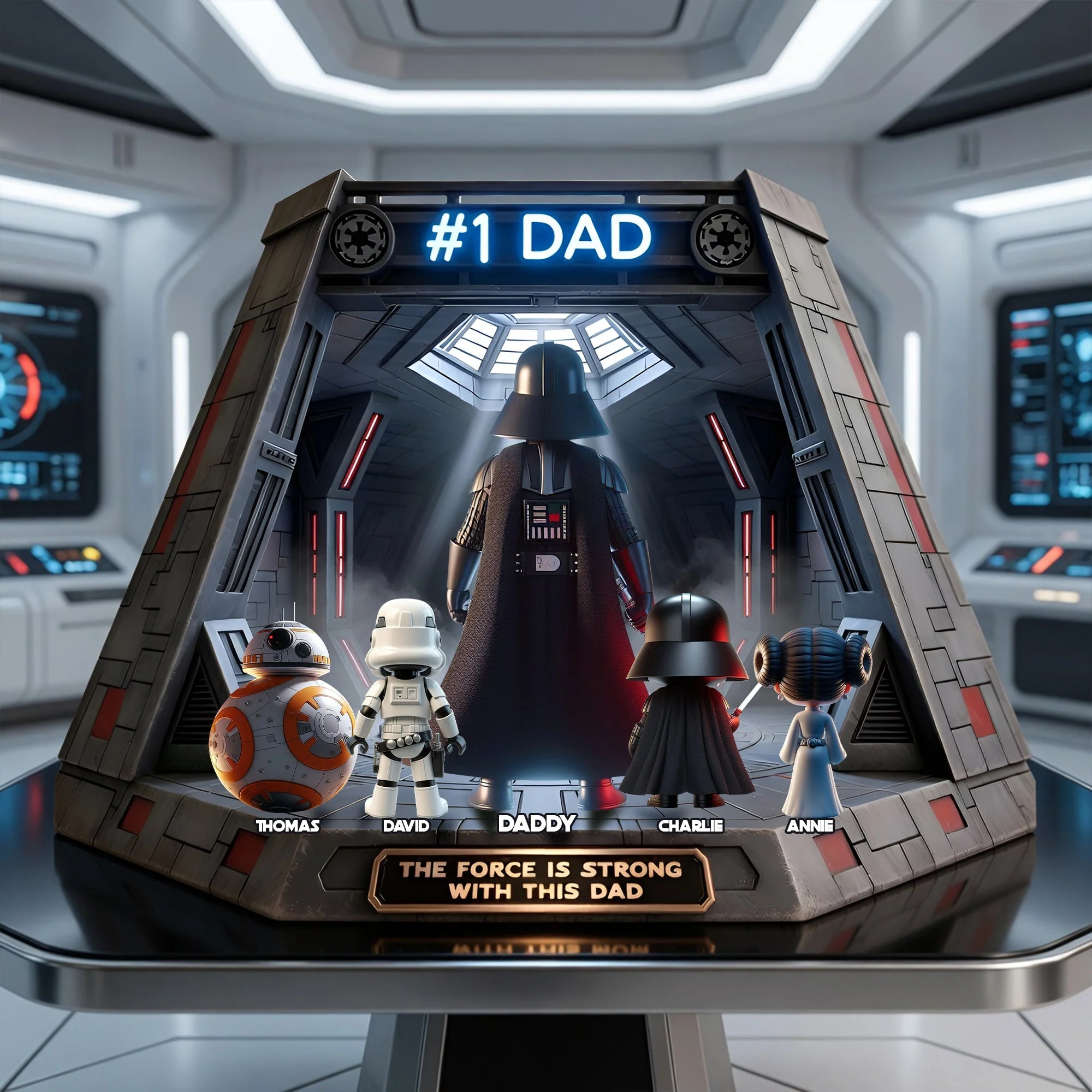 Stwa The Force Is Strong With This Dad  - Personalized Acrylic Plaque - Gift For Dad, Father's Day