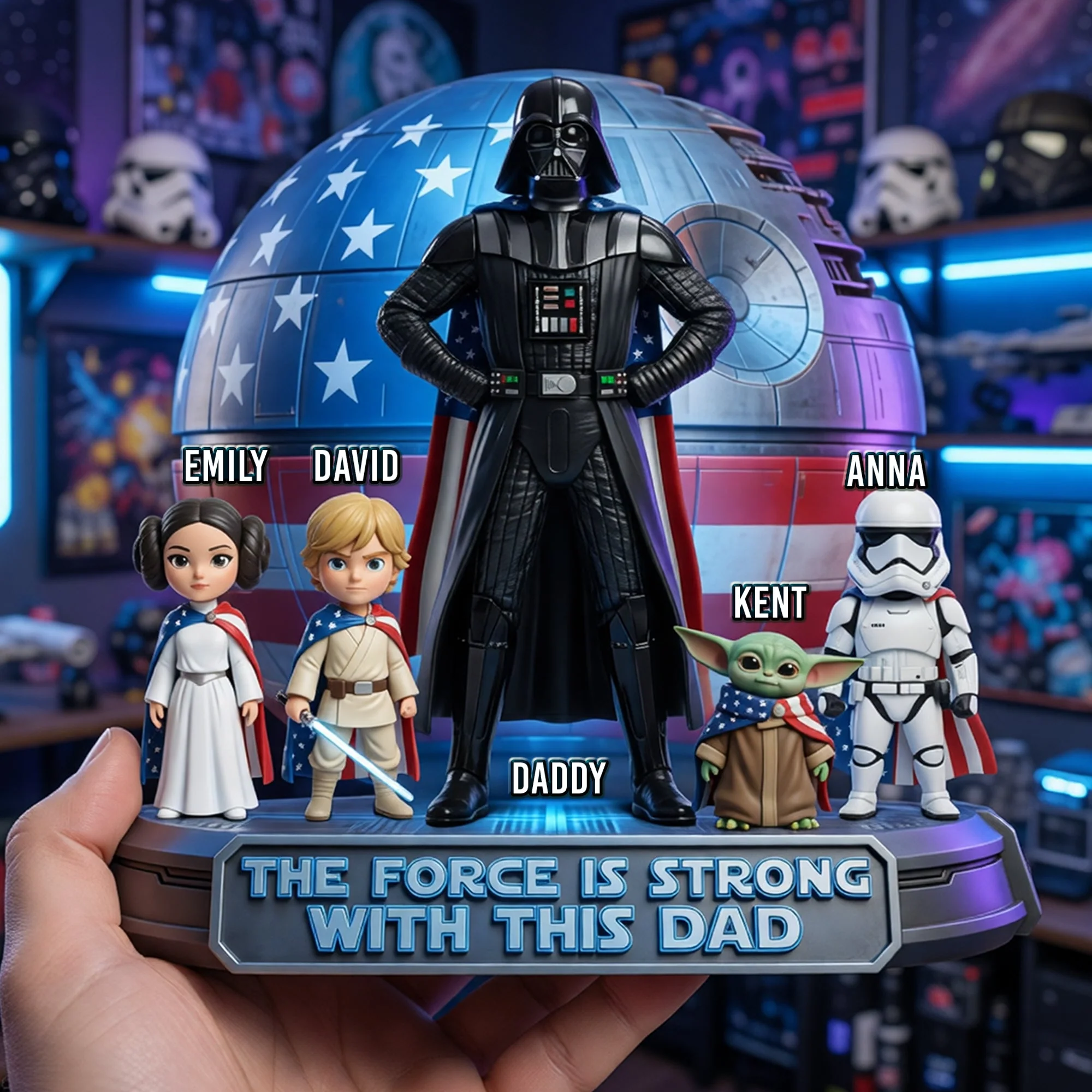 Stwa The Force Is Strong With This Dad - Personalized Acrylic Plaque - Gift For Father's Day NL122 - Image 2