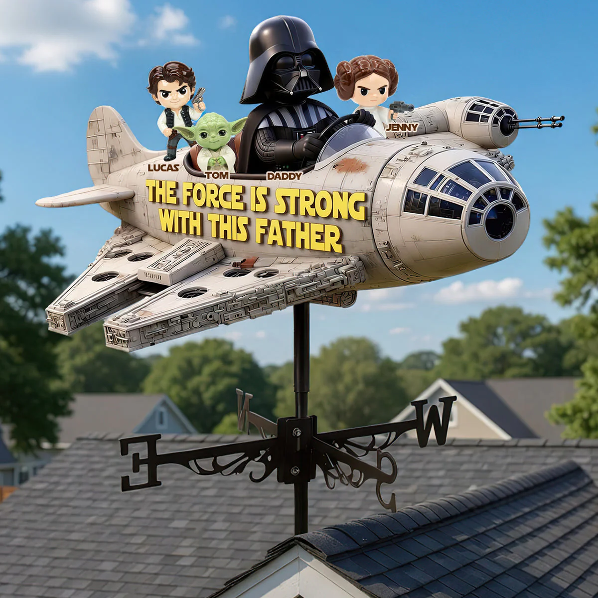 Stwa The Force Is Strong With This Father - Personalized Weather Vane - Gift For Father's Day, Family, Movie Fans - Image 2