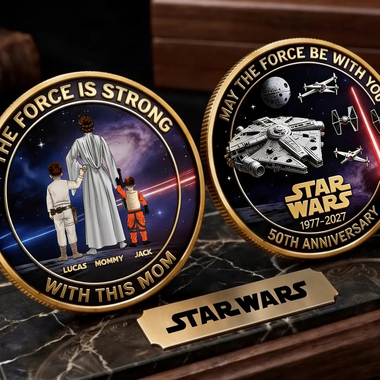 Stwa The Force Is Strong With This Mom - Personalized Commemorative Coin - Gift For Mom - Image 2