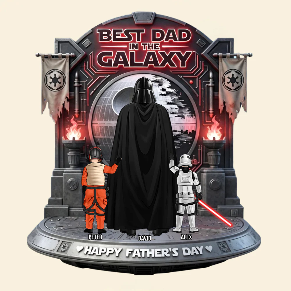 Stwa Warrior Best Dad Galaxy - Personalized Shape Acrylic Plaque - Gift For Dad