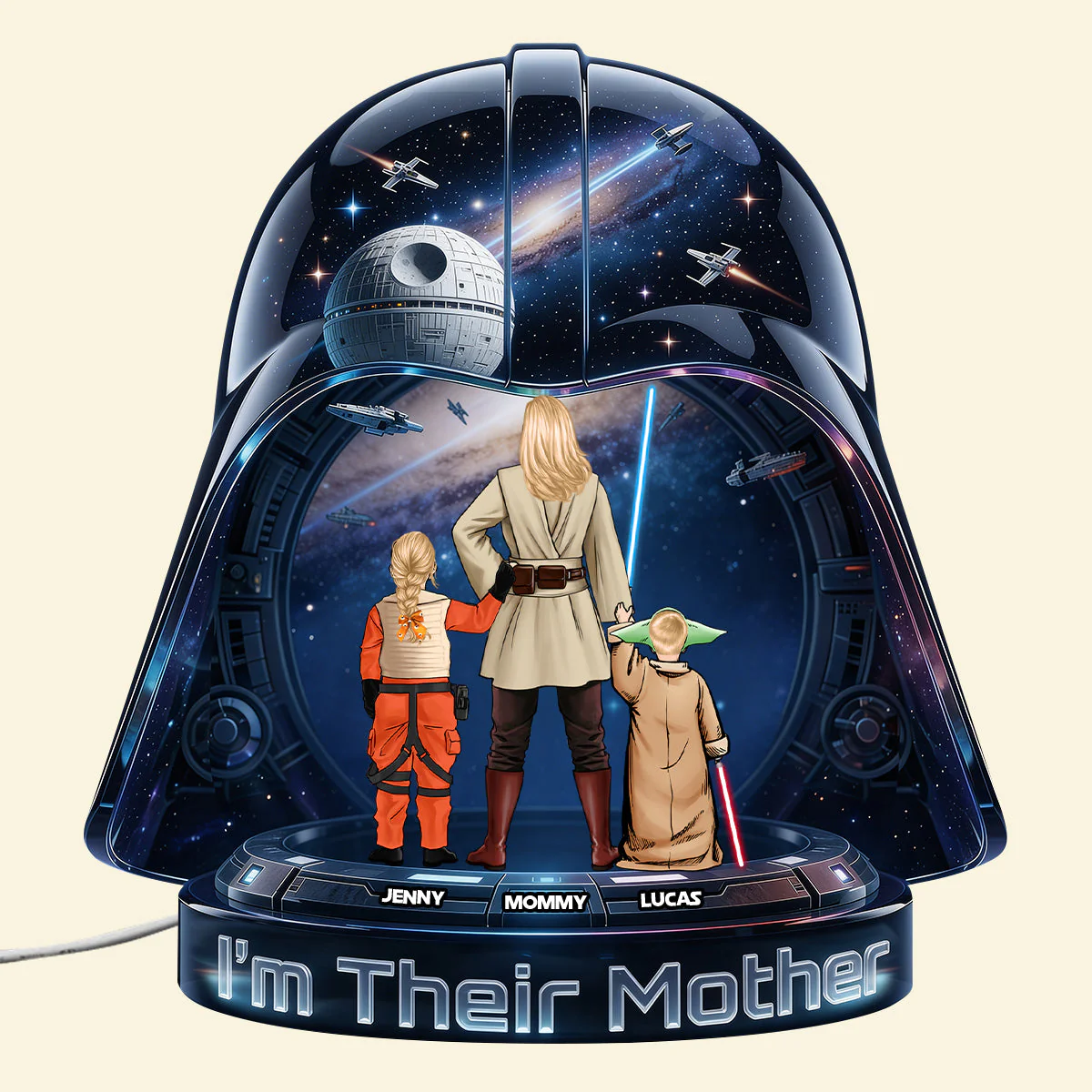 Stwa Warrior Mom And Kids - Personalized Shape Acrylic Light Box - Gift For Mom - Image 3