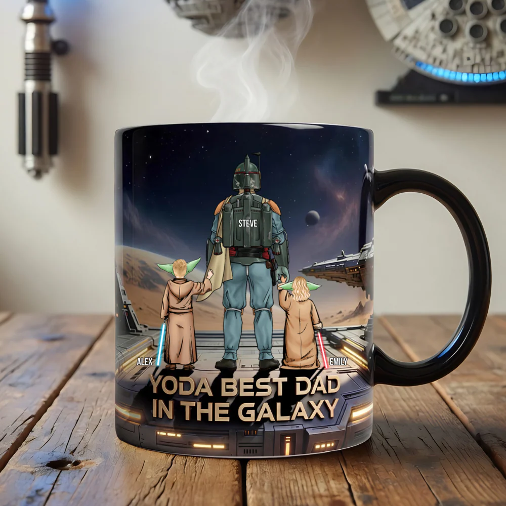 Stwa YD Best Dad In The Galaxy - Personalized Accent Mug - Gift For Dad - Image 3