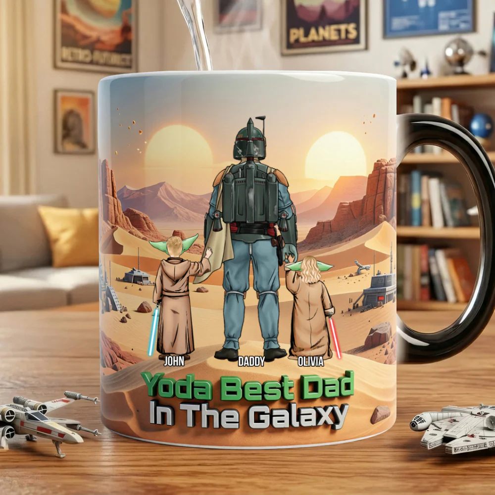 Stwa YD Best Dad In The Galaxy - Personalized Accent Mug - Gift For Dad - Image 3