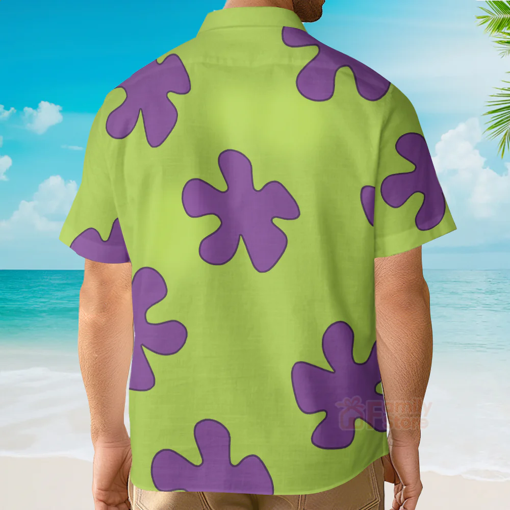 Summer Casual Patrick Star Cartoon Image Printing Hawaiian Shirt - Image 5