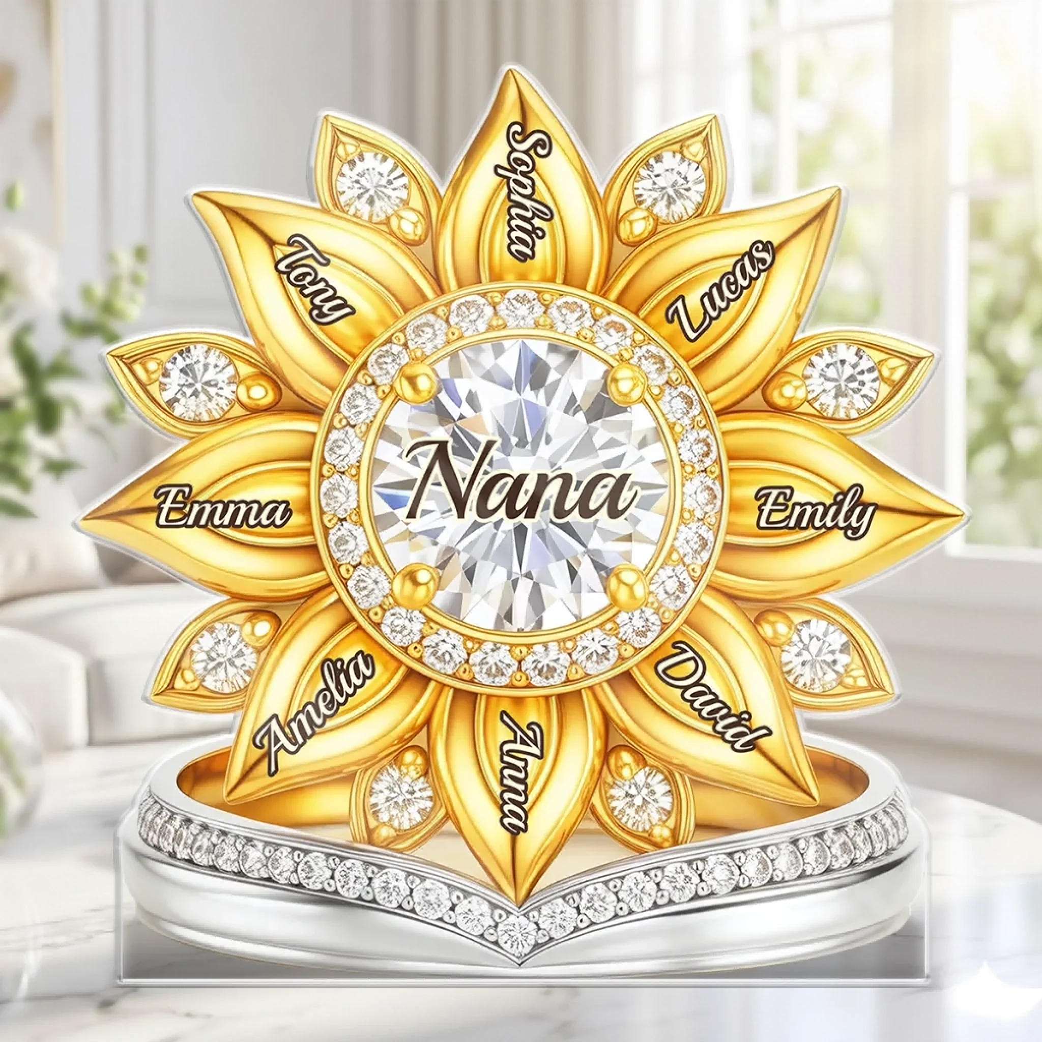 Sunflower A Golden Symbol Of Togetherness - Personalized Shape Acrylic Plaque - Gift For Mom, Grandma HN02
