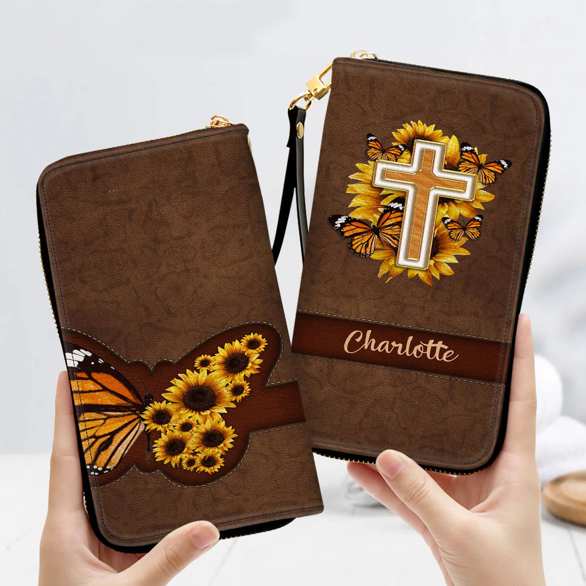 Sunflower - Beautiful Personalized Leather Long Wallets - AT4081242 - Image 3