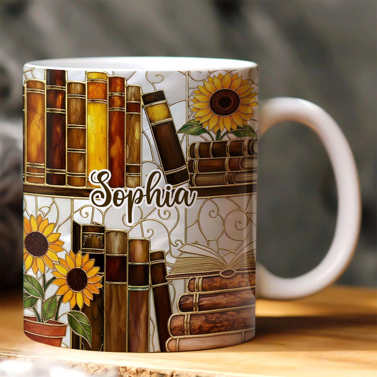 Sunflower Bookish Dream - Personalized Mug - Gift For Book Lovers, Readers, Women HN02 - Image 2