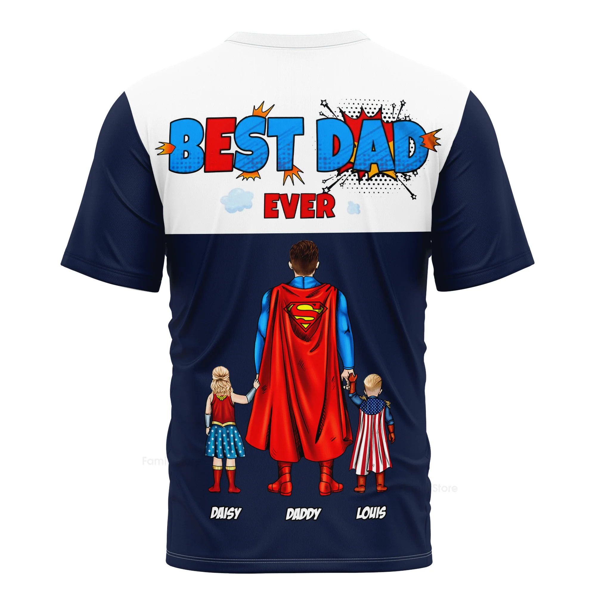 Super Dad Brave Strong Smart - Personalized 3D Tshirt - Gift for Dad, Grandpa, Husband | CL02 NH96 - Image 2