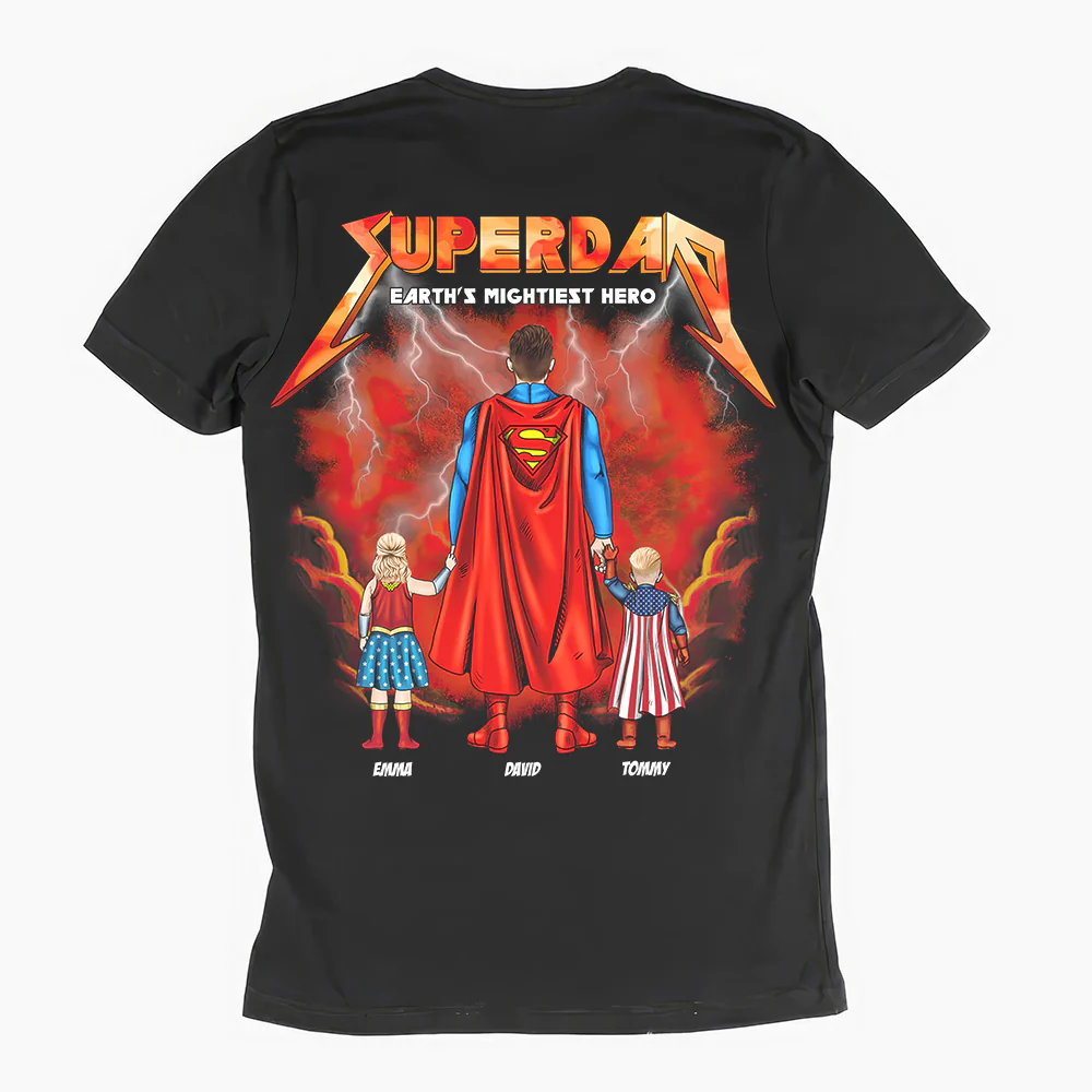 Super Dad Earth's Mightiest Hero - Personalized Shirt - Gift for Dad - Image 2