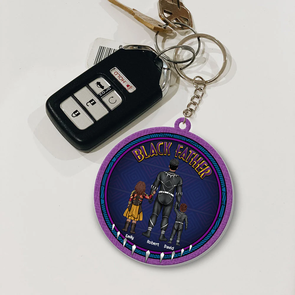 Super Hero Black Father Panther - Personalized Acrylic Keychain - Gift For Dad, Fathers Day  - CL02 NA94 - Image 3