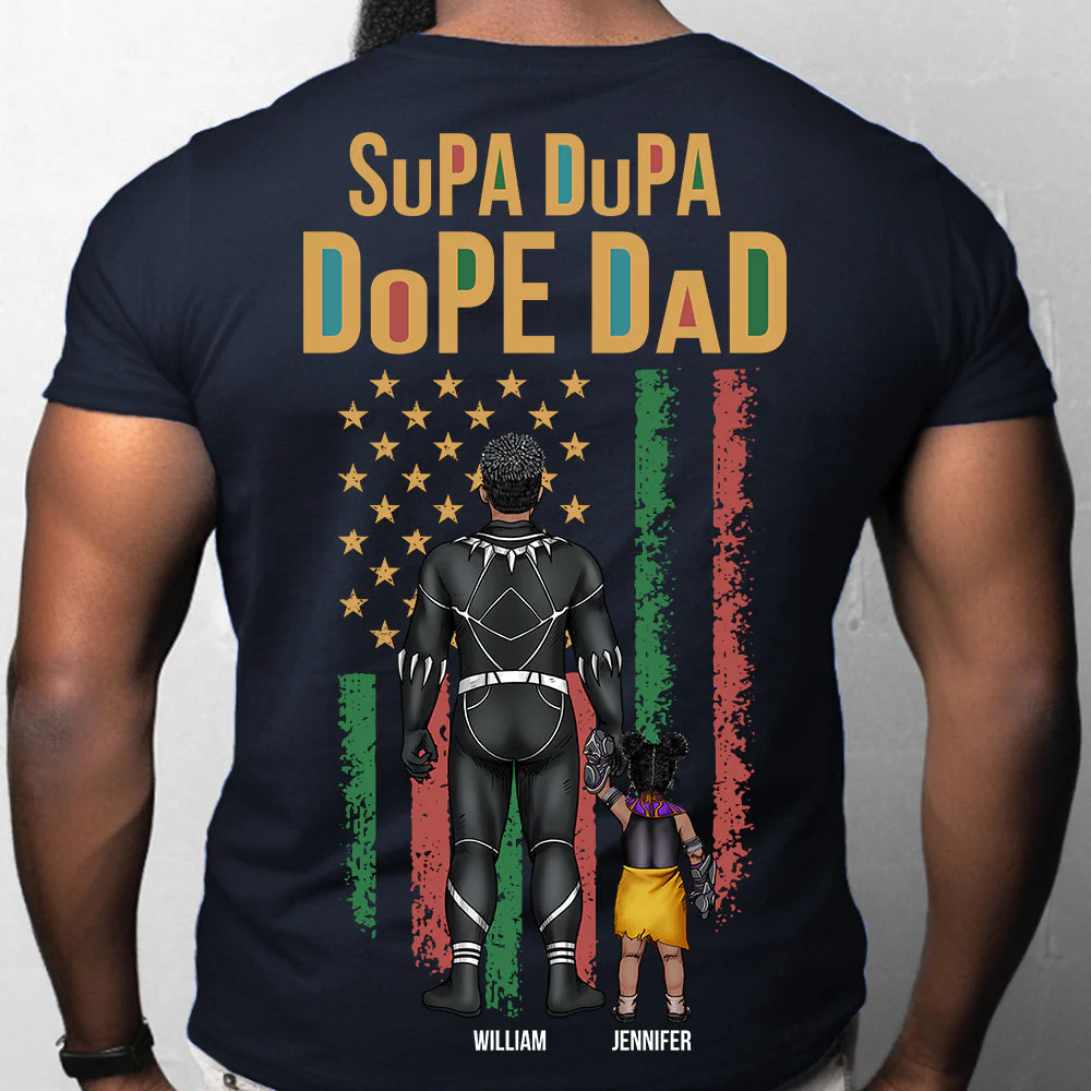 Super Hero Black Father - Personalized Shirt - Gift For Dad, Fathers Day - CL02 NA94