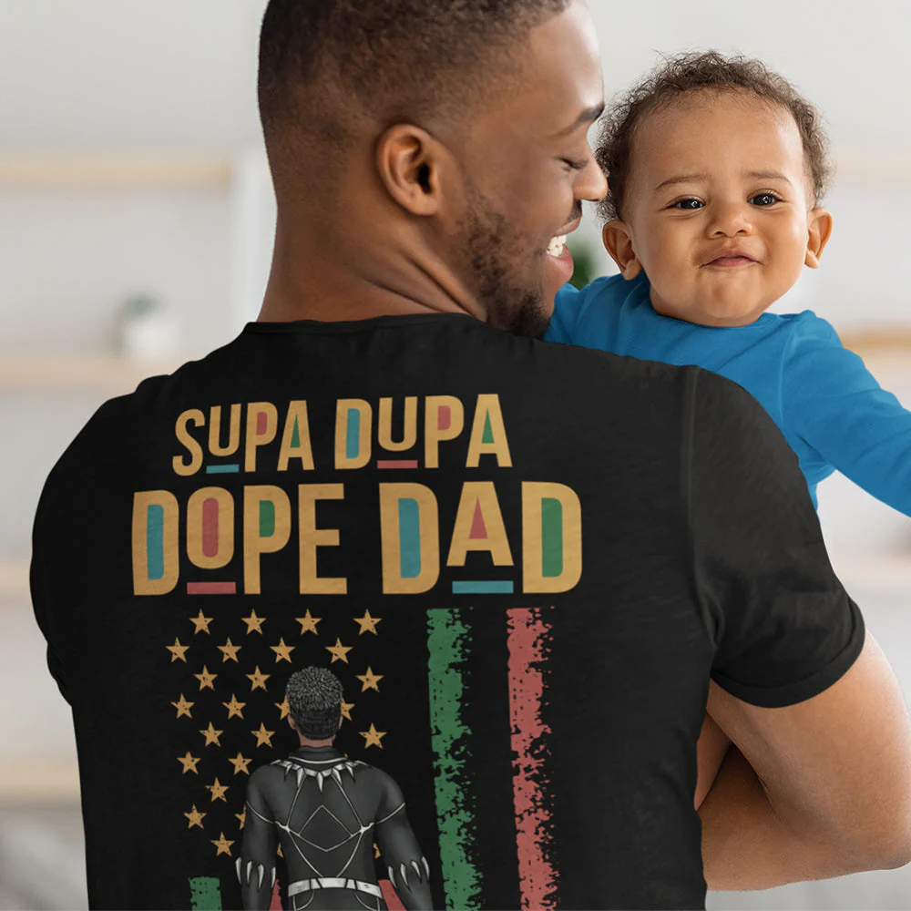 Super Hero Black Father - Personalized Shirt - Gift For Dad, Fathers Day - CL02 NA94 - Image 2