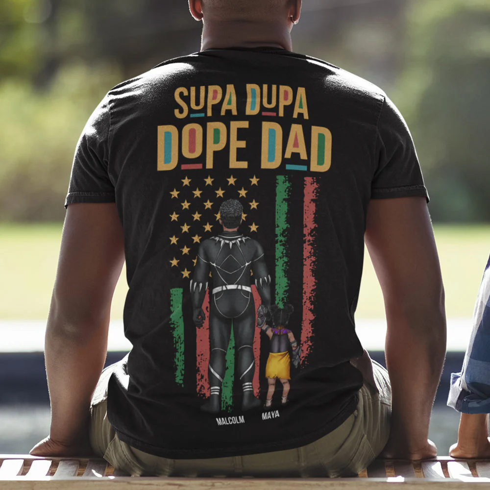 Super Hero Black Father - Personalized Shirt - Gift For Dad, Fathers Day - CL02 NA94 - Image 3