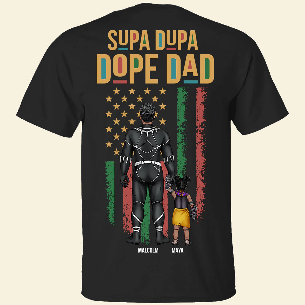 Super Hero Black Father - Personalized Shirt - Gift For Dad, Fathers Day - CL02 NA94 - Image 4