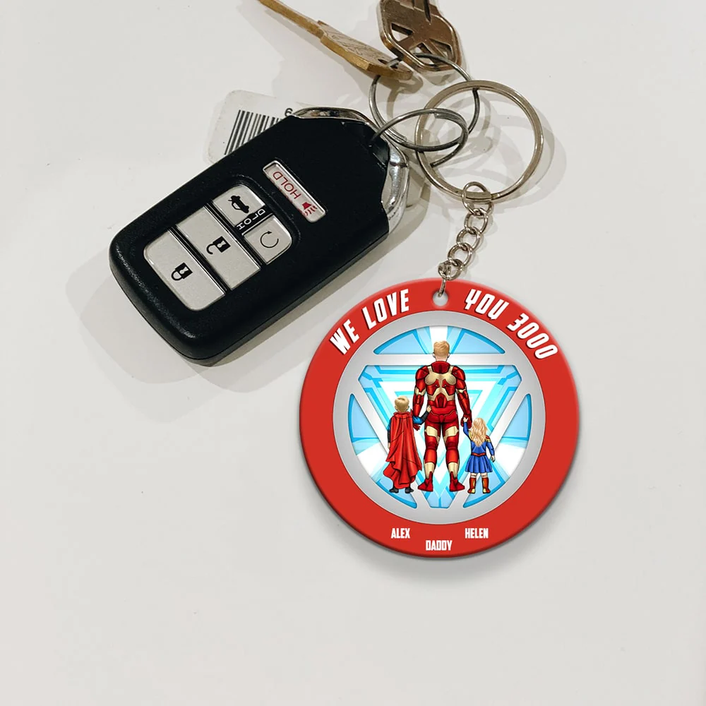 Super Hero Dad We Love You 3000 - Personalized Acrylic Keychain - Gift For Dad, Fathers Day  - CL02 NA94 - Image 3