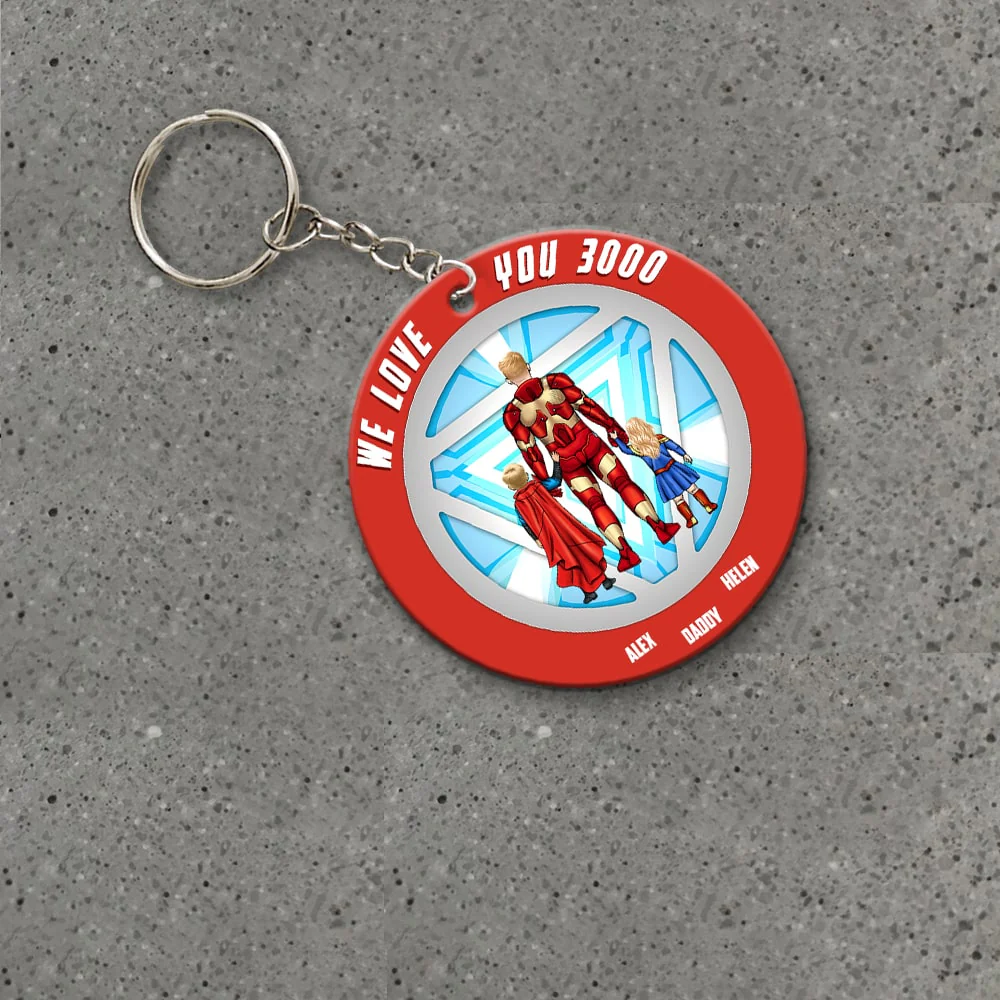 Super Hero Dad We Love You 3000 - Personalized Acrylic Keychain - Gift For Dad, Fathers Day  - CL02 NA94 - Image 4