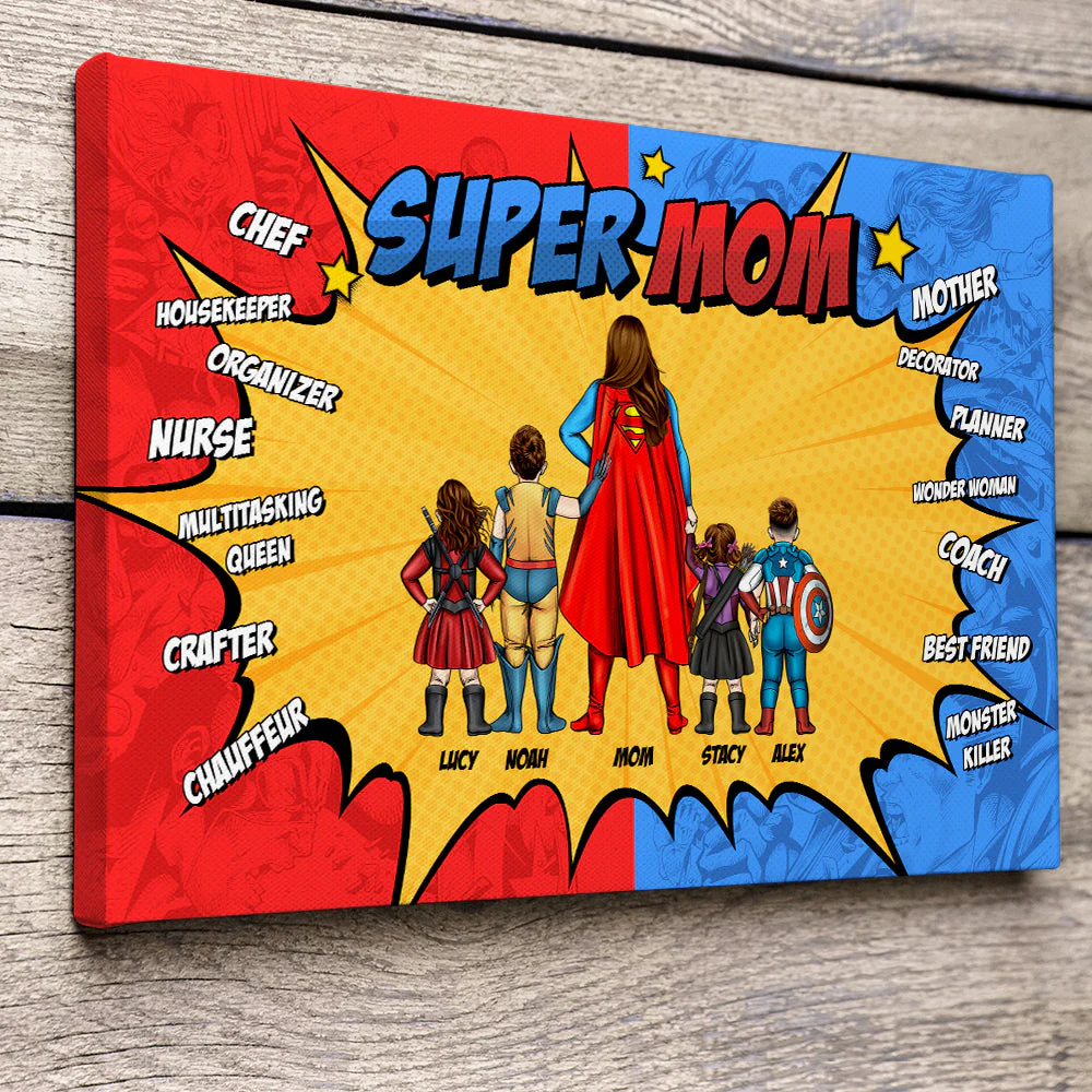 Super Hero Mom She Does Everything  - Personalized Canvas Poster - Gift For Mom, Mother's Day | CL02 NA94