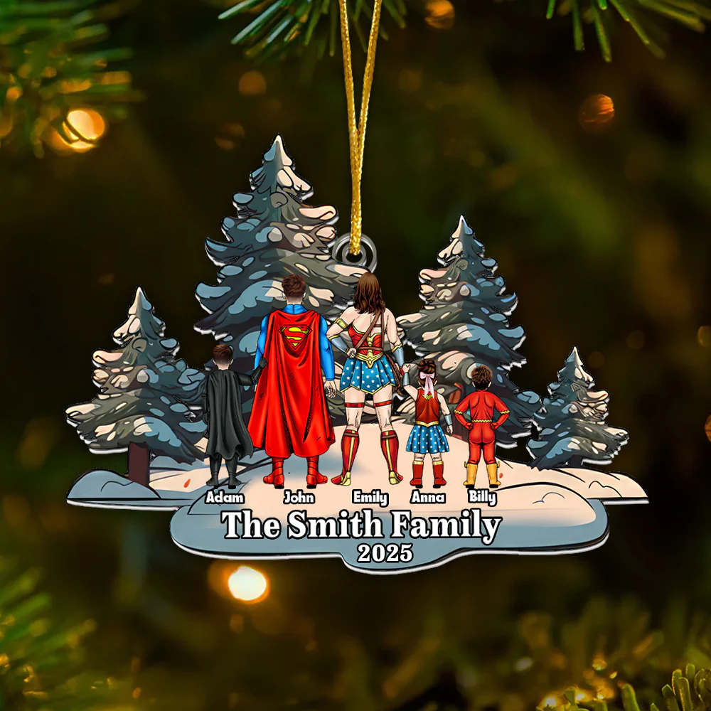 Super Hero Snowry Christmas 2024 - Personalized Acrylic Ornament - Gift For Family Members - CL02 NA94 - Image 2