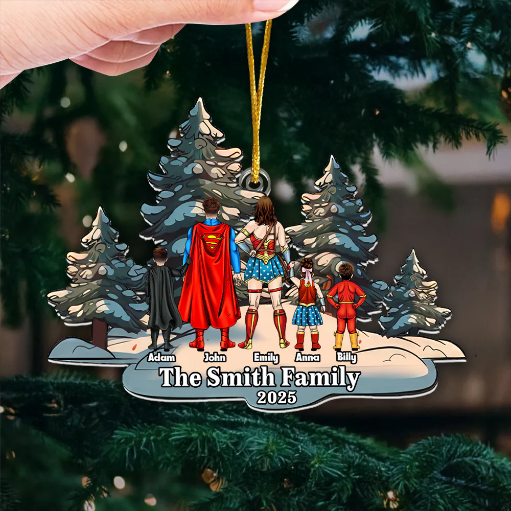 Super Hero Snowry Christmas 2024 - Personalized Acrylic Ornament - Gift For Family Members - CL02 NA94 - Image 3