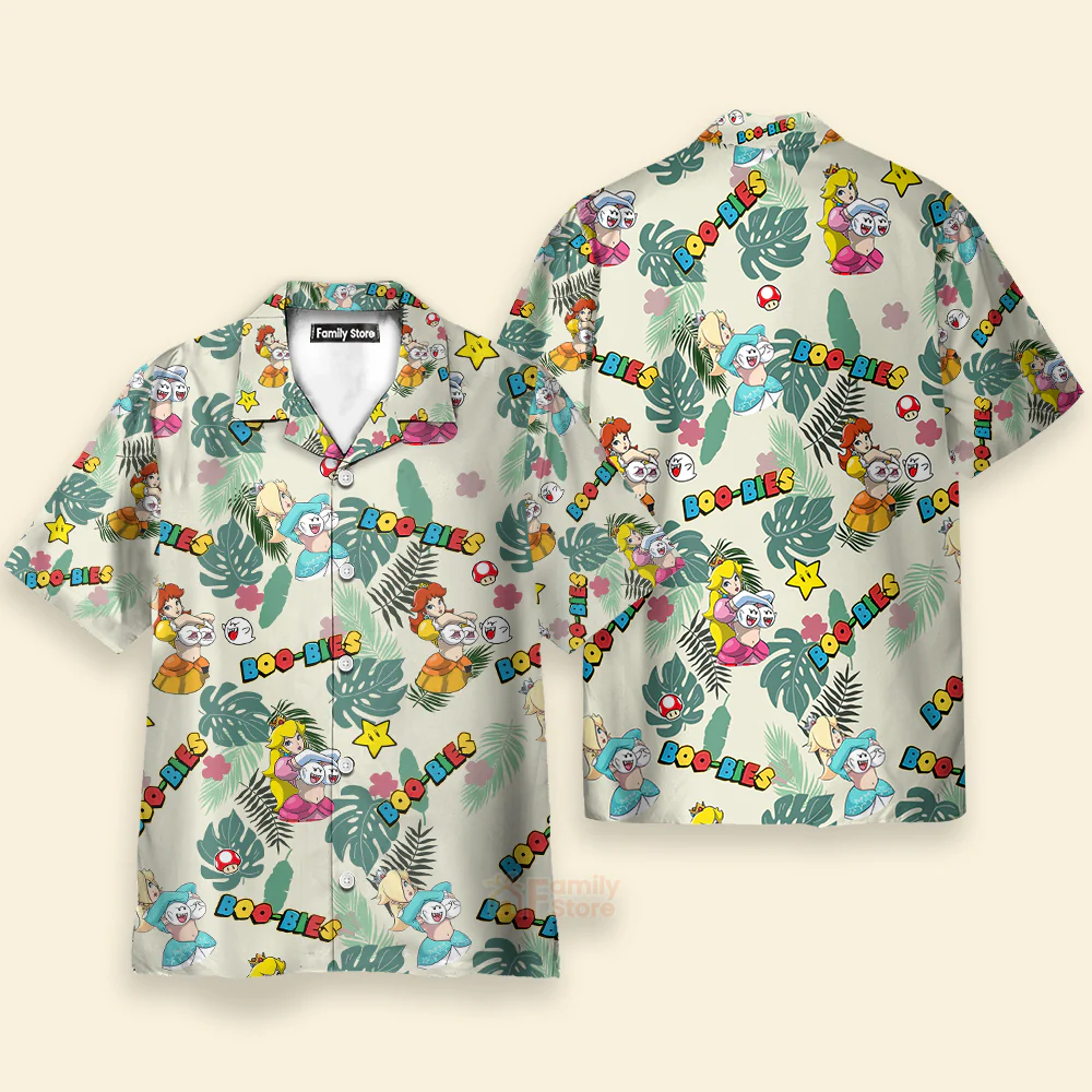 Super Mario Boo-Bies Pattern Hawaiian Shirt - Image 3