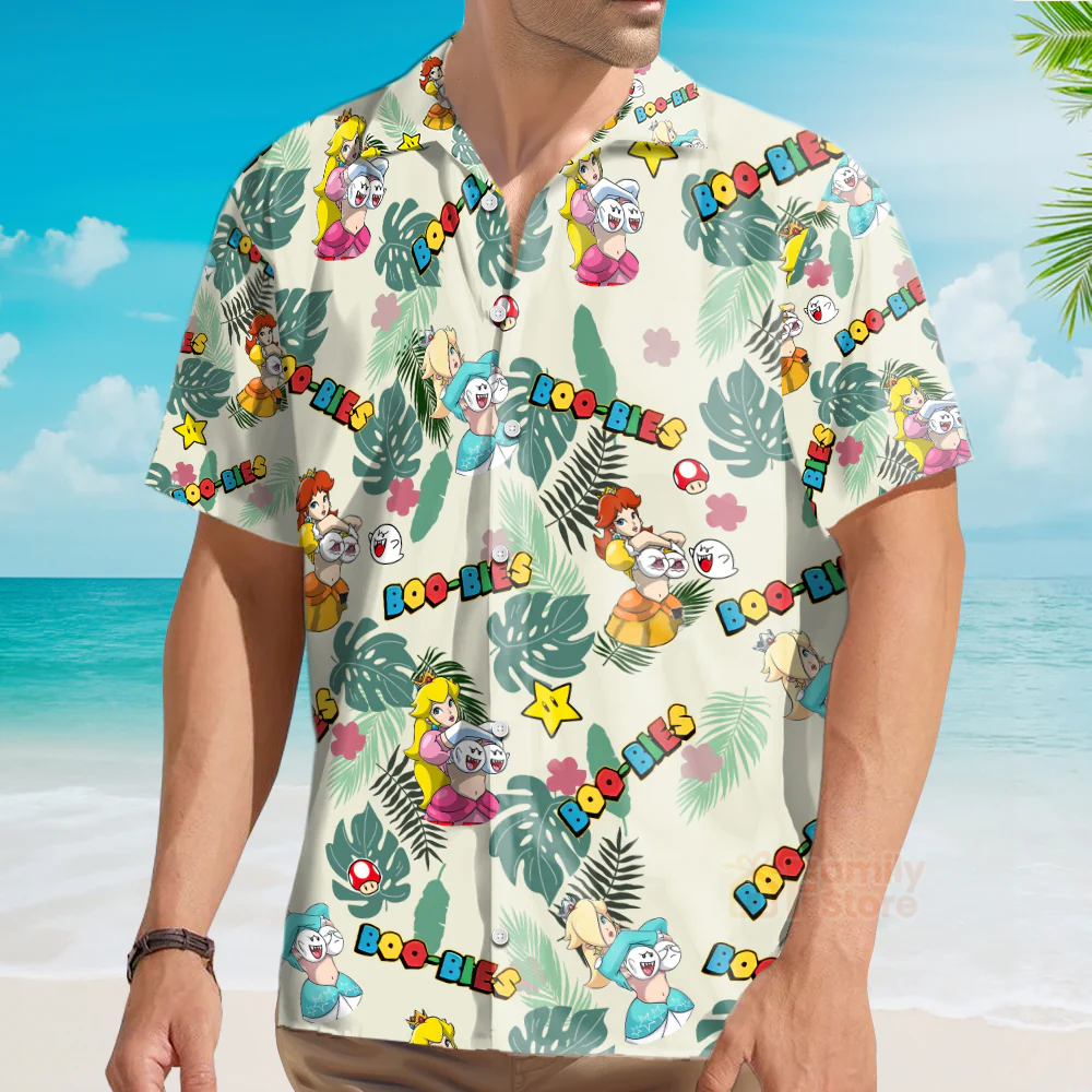 Super Mario Boo-Bies Pattern Hawaiian Shirt - Image 4