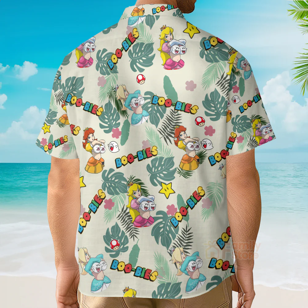 Super Mario Boo-Bies Pattern Hawaiian Shirt - Image 5