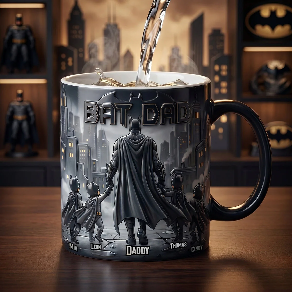 Superhero Bat Dad - Personalized Color Changing Mug - Gift For Dad - Image 2