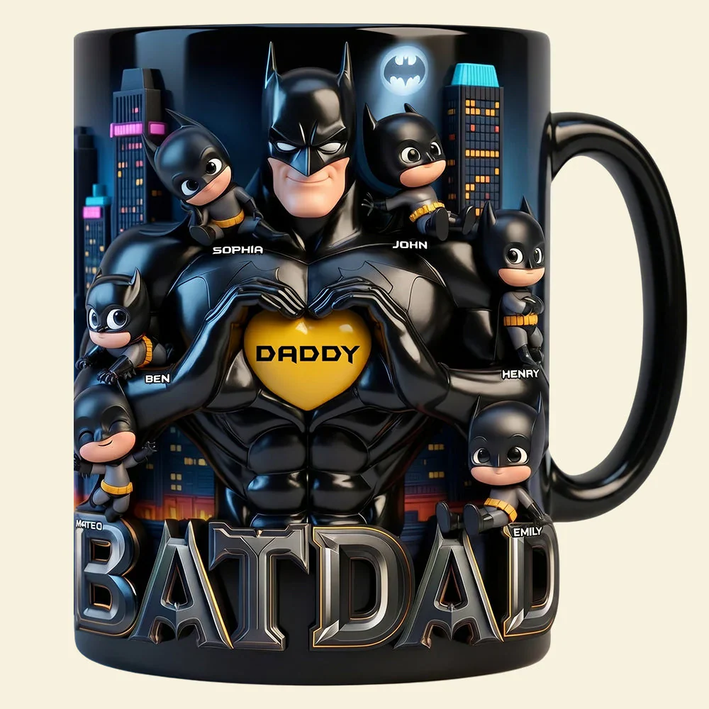 Superhero Bat Dad - Personalized Color Changing Mug - Gift For Dad - Image 4