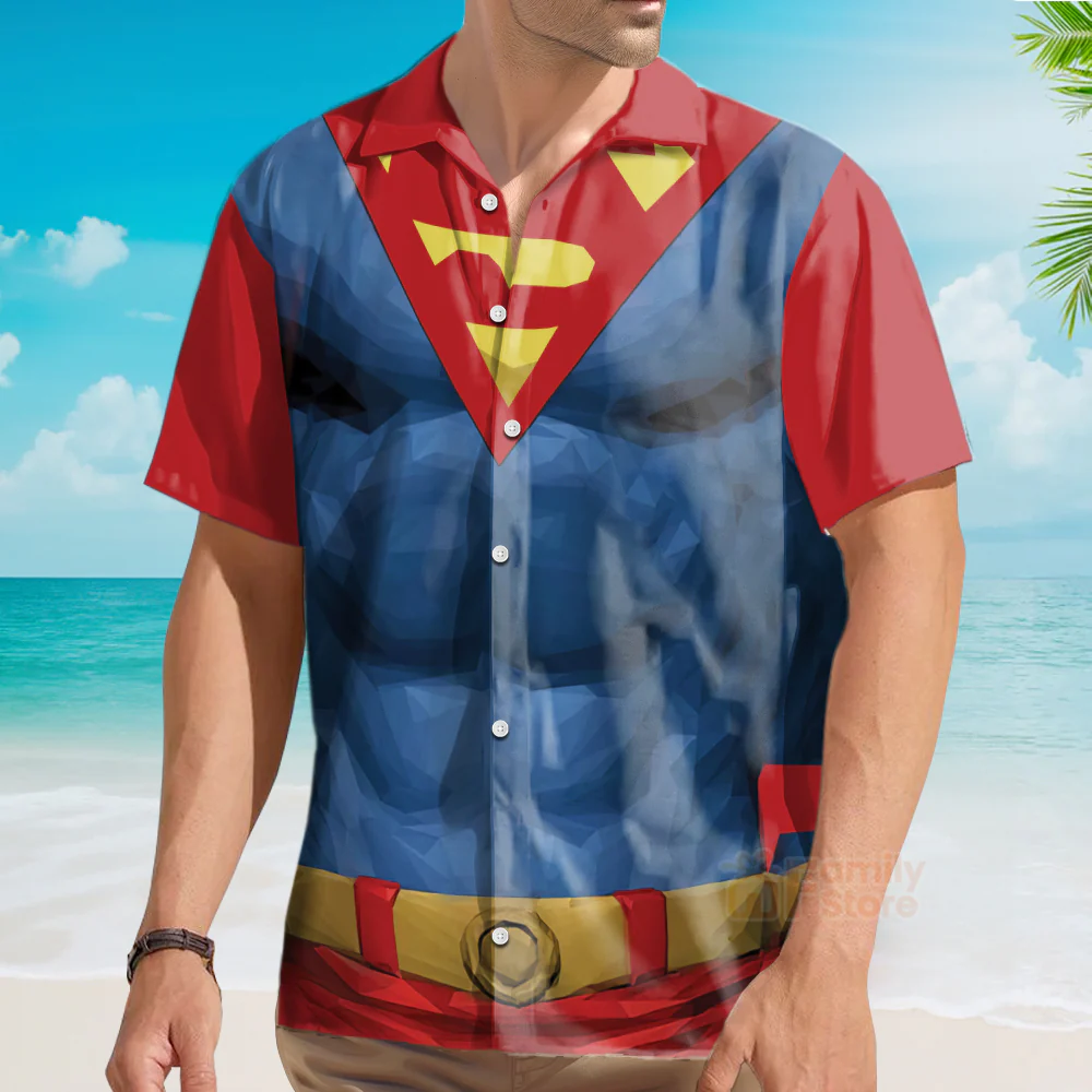 Superman Dress Up Short Sleeve Aloha Hawaiian Shirt - Image 3