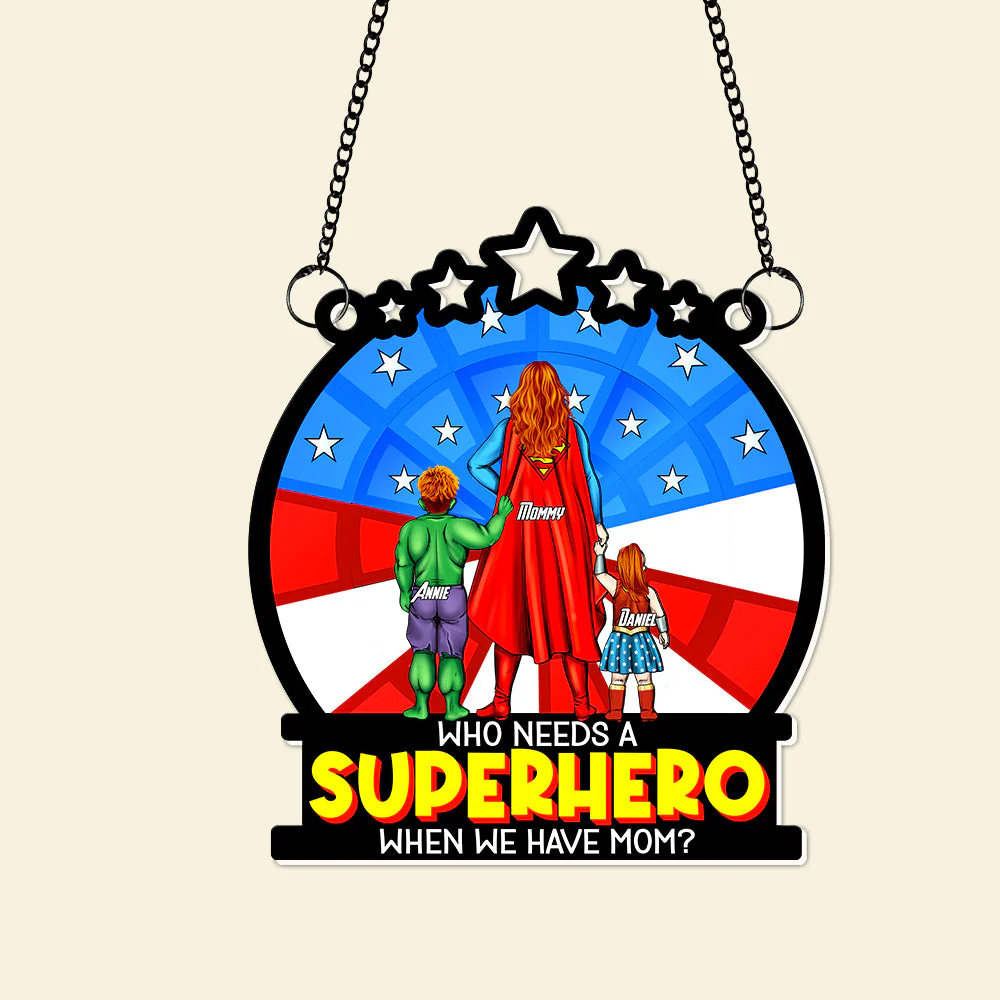 Supermom & Little Heroes  Gifts For Mom - Personalized Window Hanging Suncatcher | CL02.Ver4 - Image 5