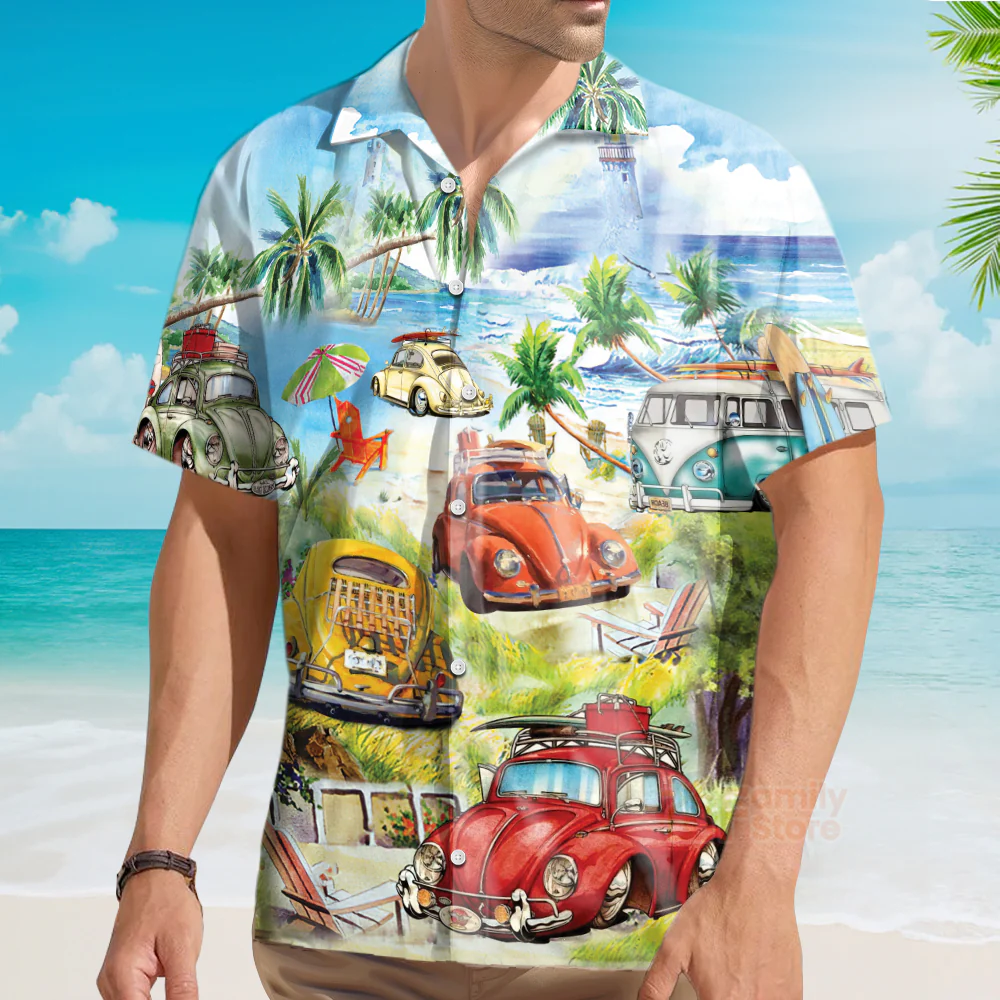 Surf Car Hawaiian Shirt - Image 3