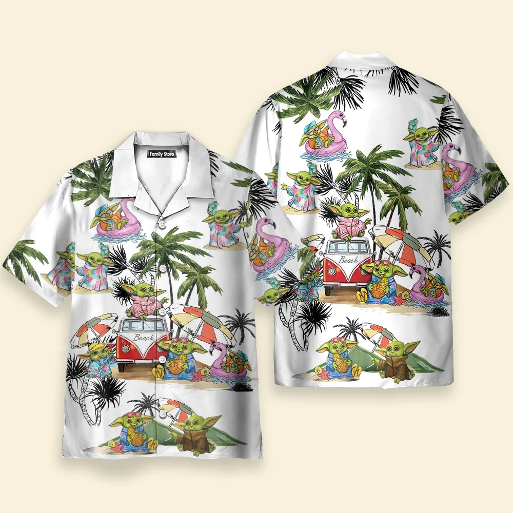 SW Cartoon Baby Yoda - Hawaiian Shirt - Image 2