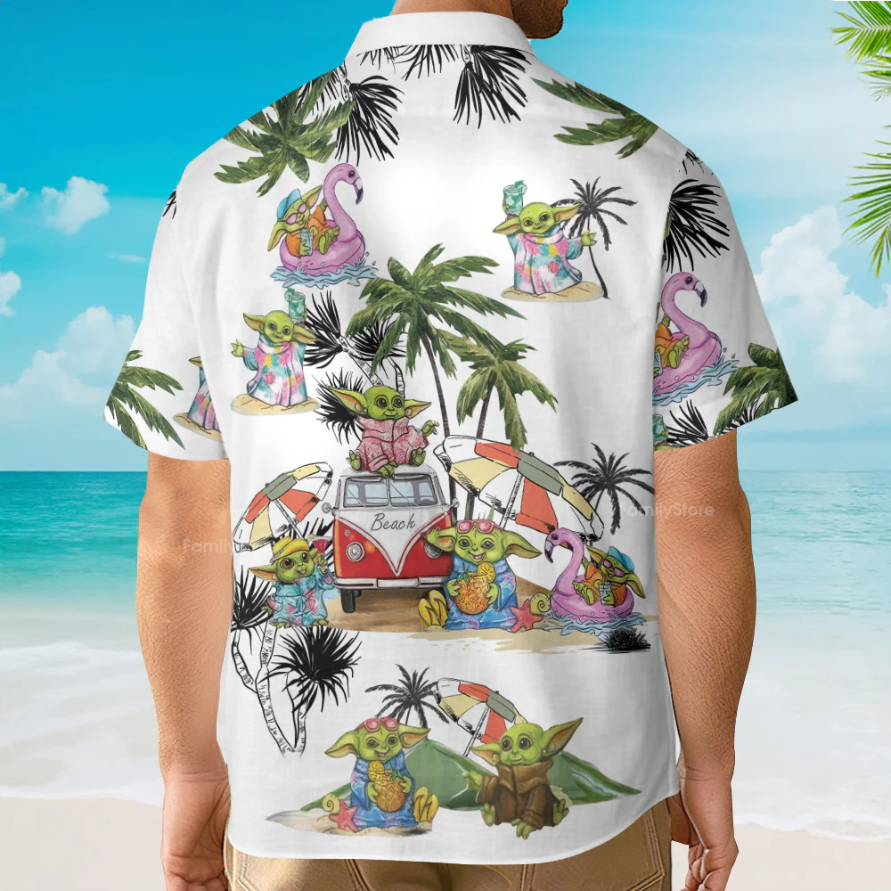 SW Cartoon Baby Yoda - Hawaiian Shirt - Image 4