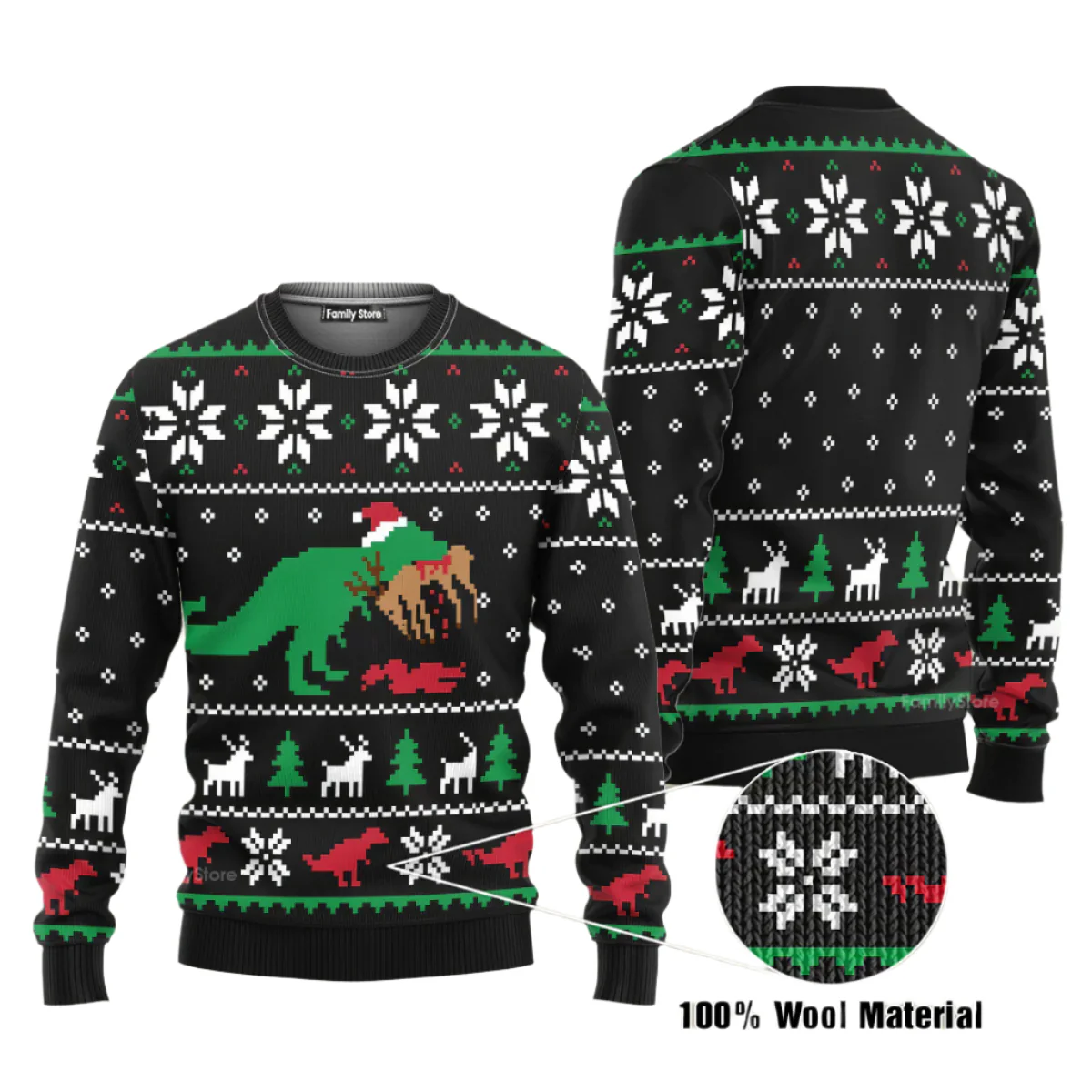 T-Rex Ugly Christmas Sweater For Men And Women - Image 2