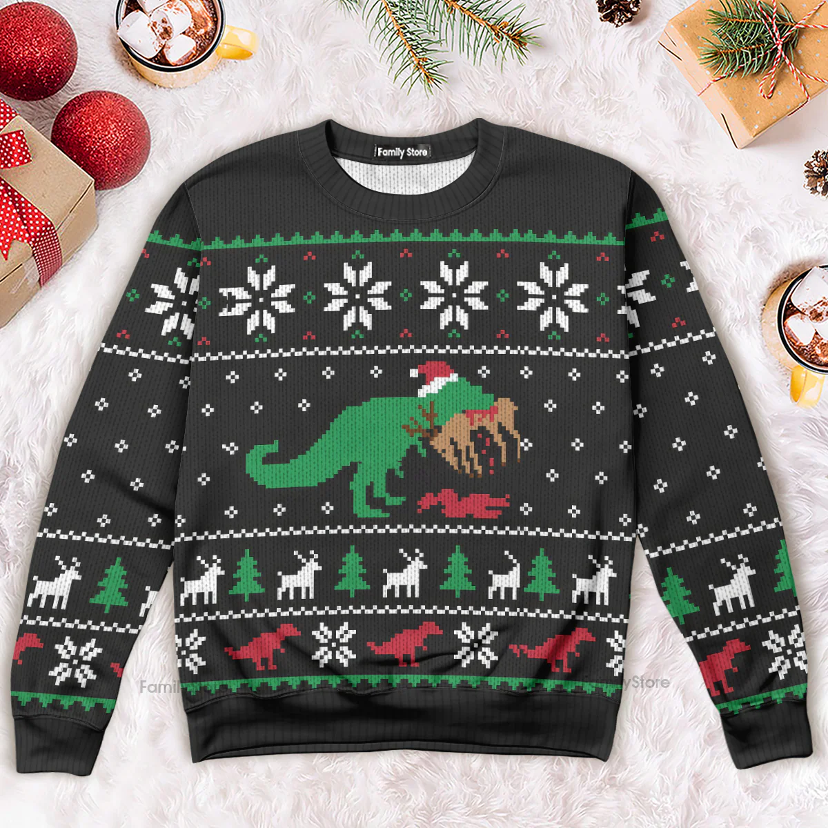 T-Rex Ugly Christmas Sweater For Men And Women - Image 4