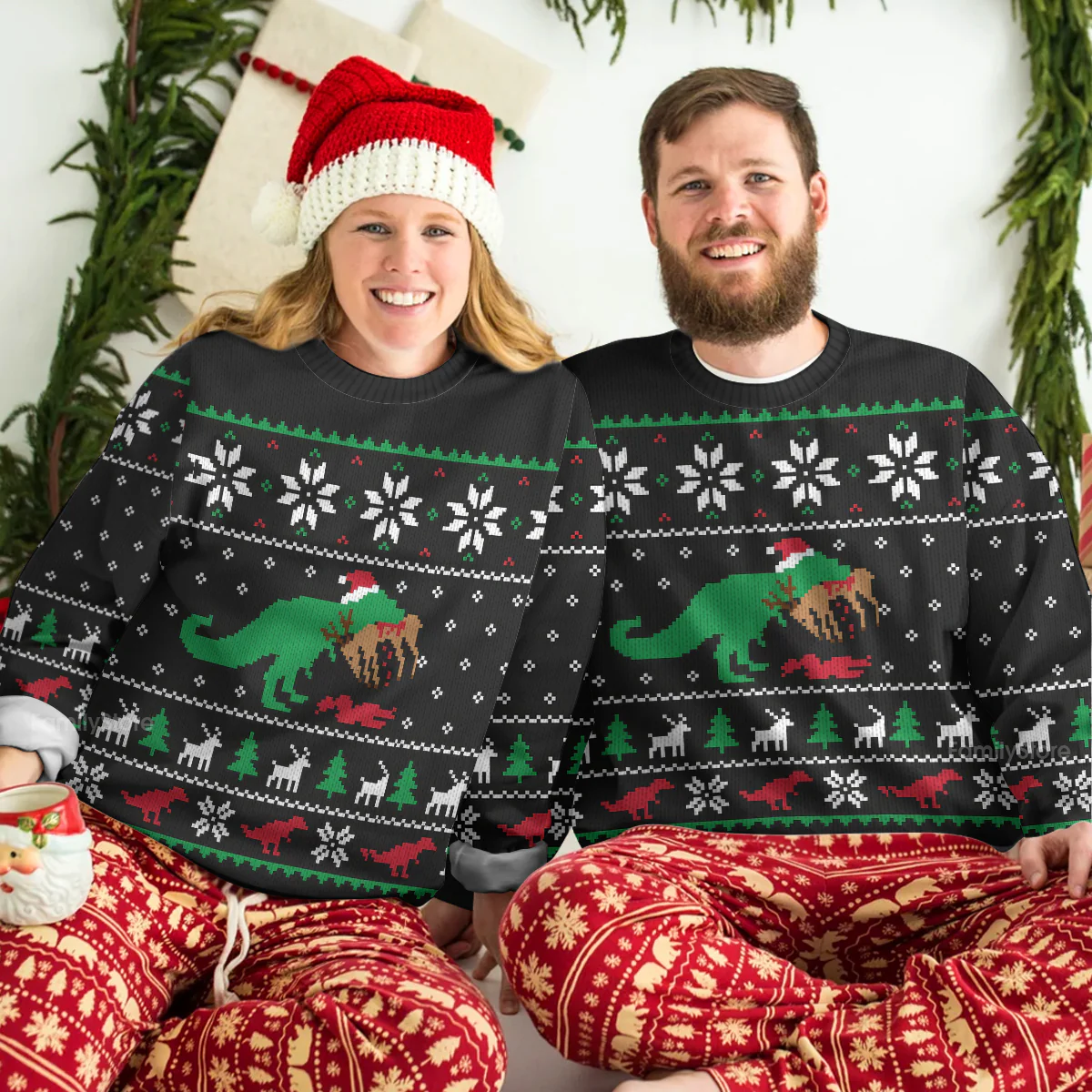 T-Rex Ugly Christmas Sweater For Men And Women - Image 5