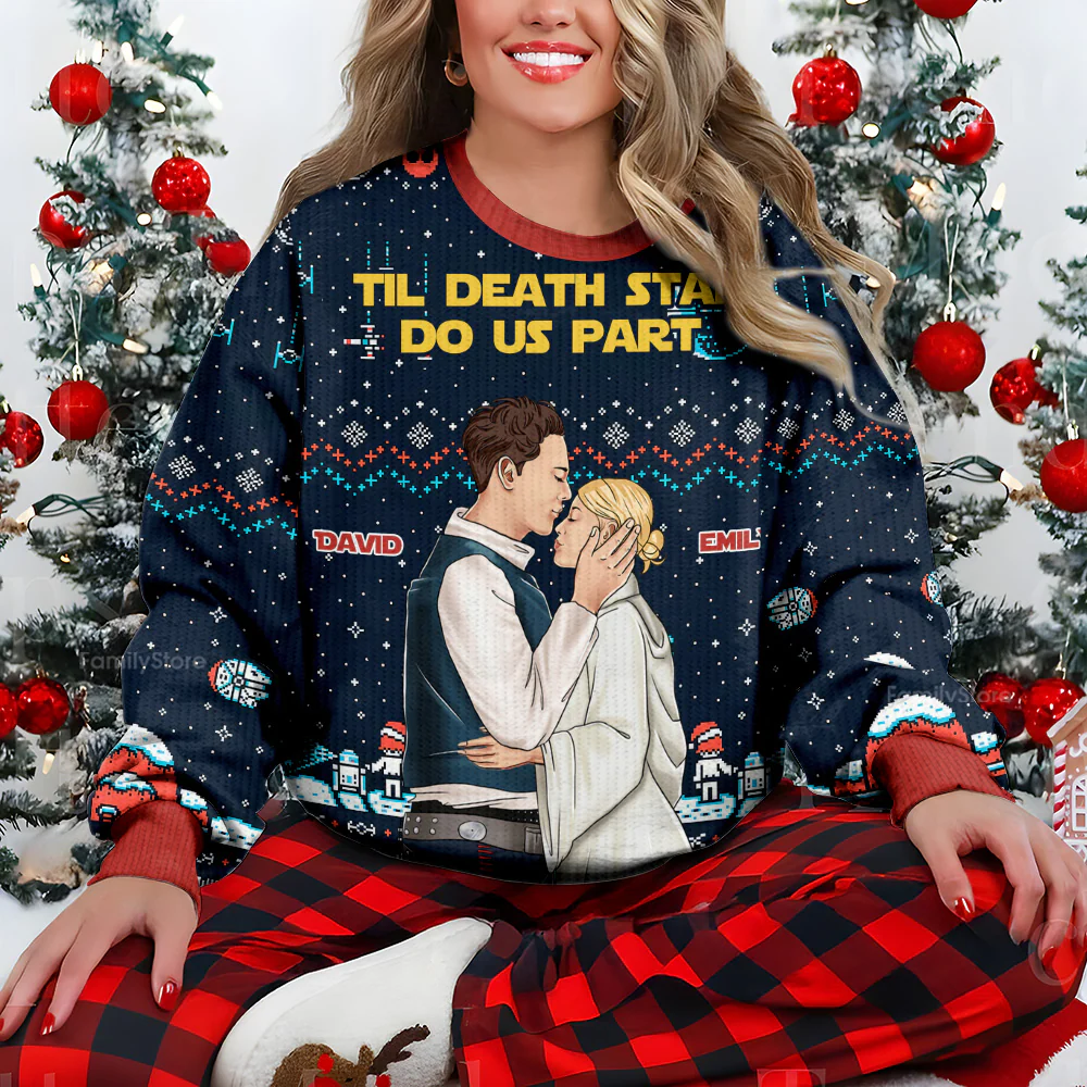 Stwa Galaxy Star Till Death Star Do Us Part - Personalized Ugly Sweater - Gift For Couples - Image 2