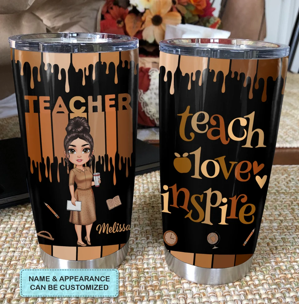 Teach Love Inspire - Personalized Stainless Steel Tumbler - Gift For Teacher | CLTC01 HN02 - Image 3
