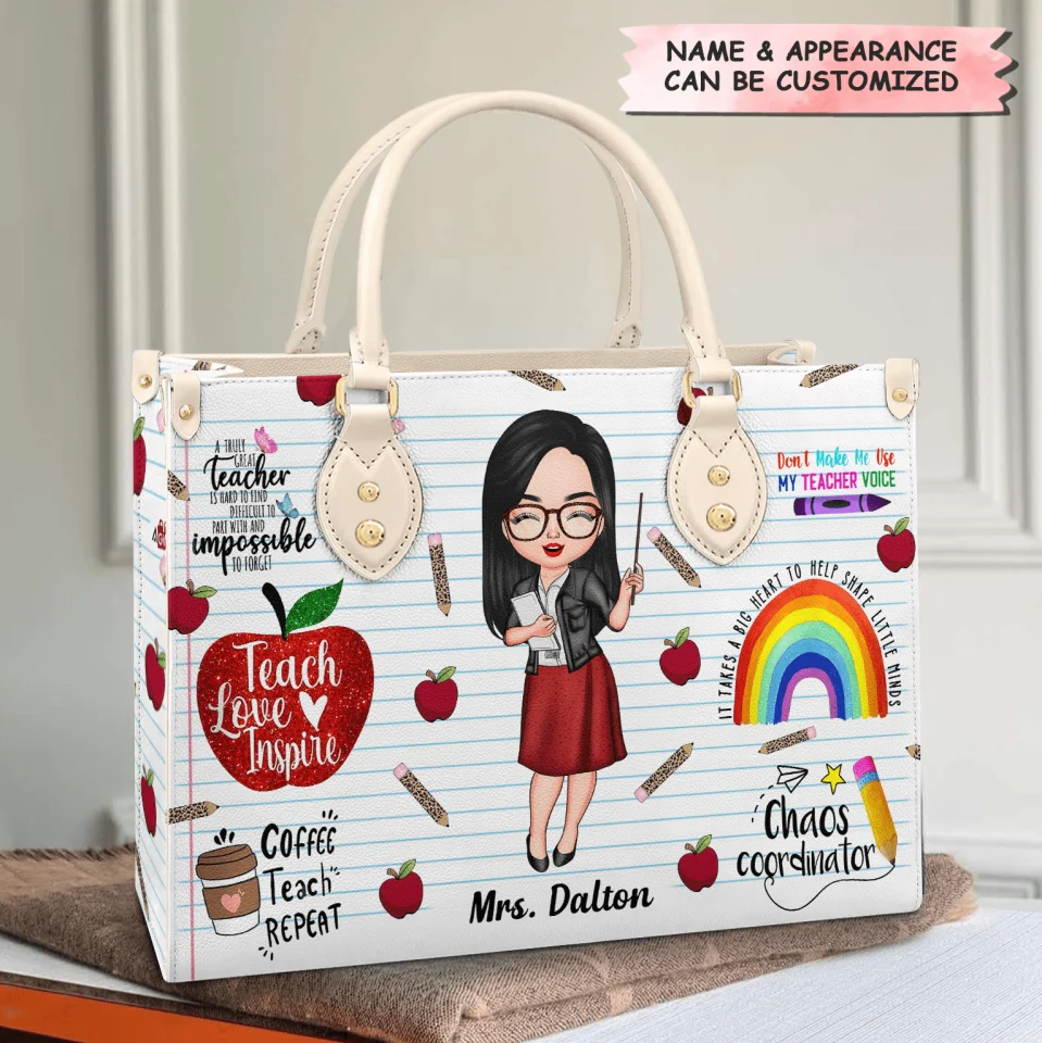 Teach Love Inspire Teacher - Personalized Leather Handbag - Gift For Teacher | CLTC01 HN02 - Image 5